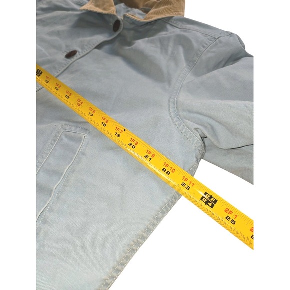 Vintage LL Bean Women's Chore Field Coat L Blue Canvas Barn Jacket Corduroy - Picture 6 of 16